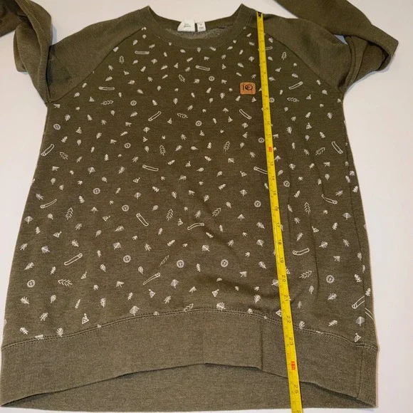Tentree Womens Small Olive Green Nature Print Raglan Sweatshirt Organic Cotton - Picture 11 of 13